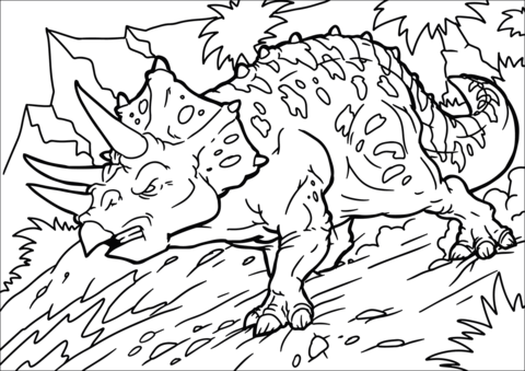 Angry Triceratops Coloring Page